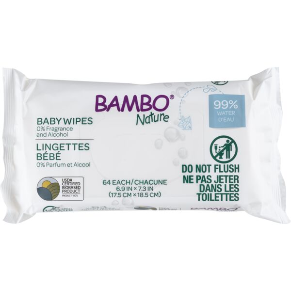 LINGETTES BAMBO NATURE 99% D'EAU x64 PIECES