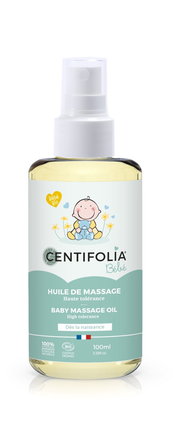 Huile de massage bebe 100ml bio - nouveau flacon spray