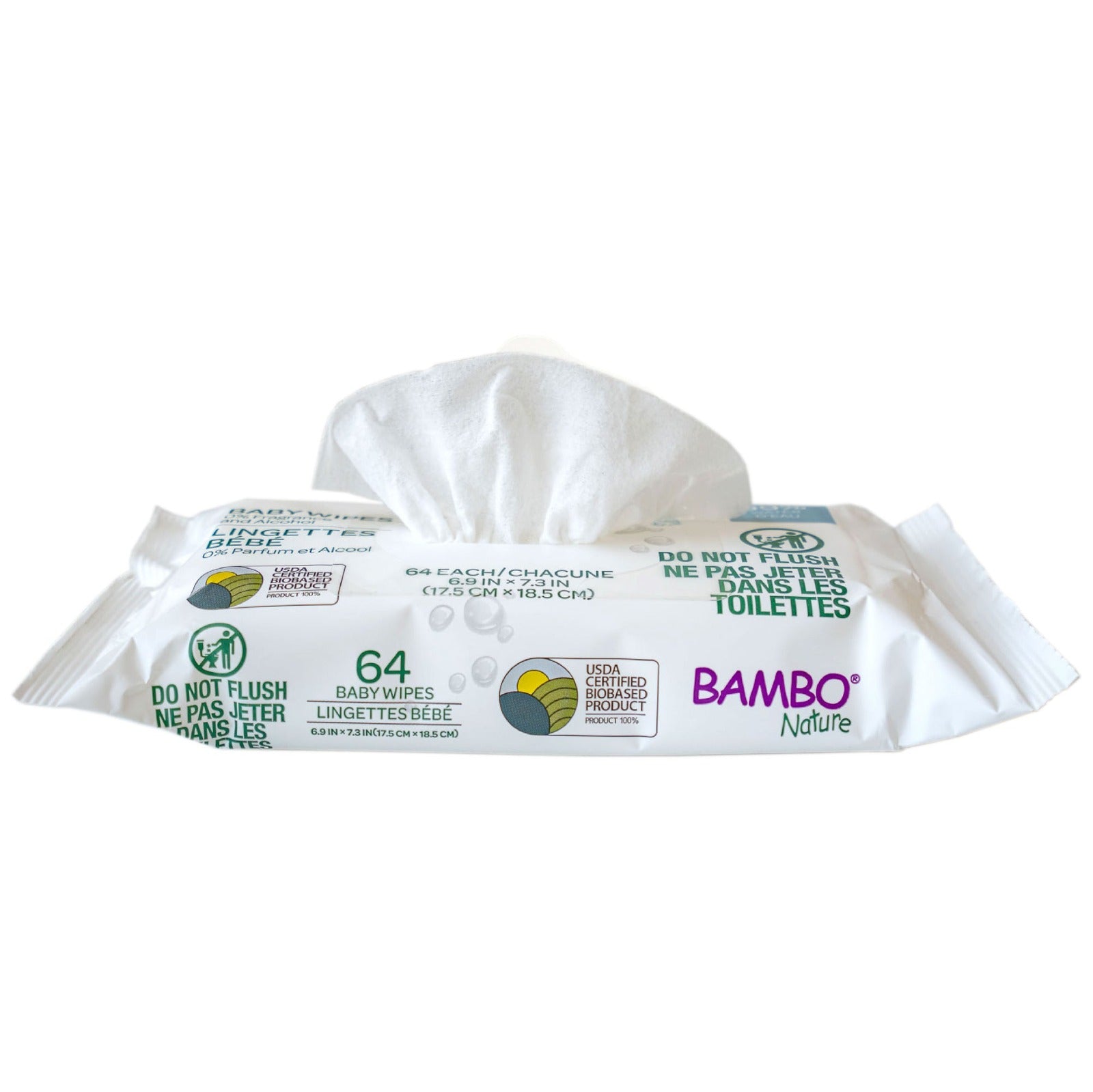 LINGETTES BAMBO NATURE 99% D'EAU x64 PIECES