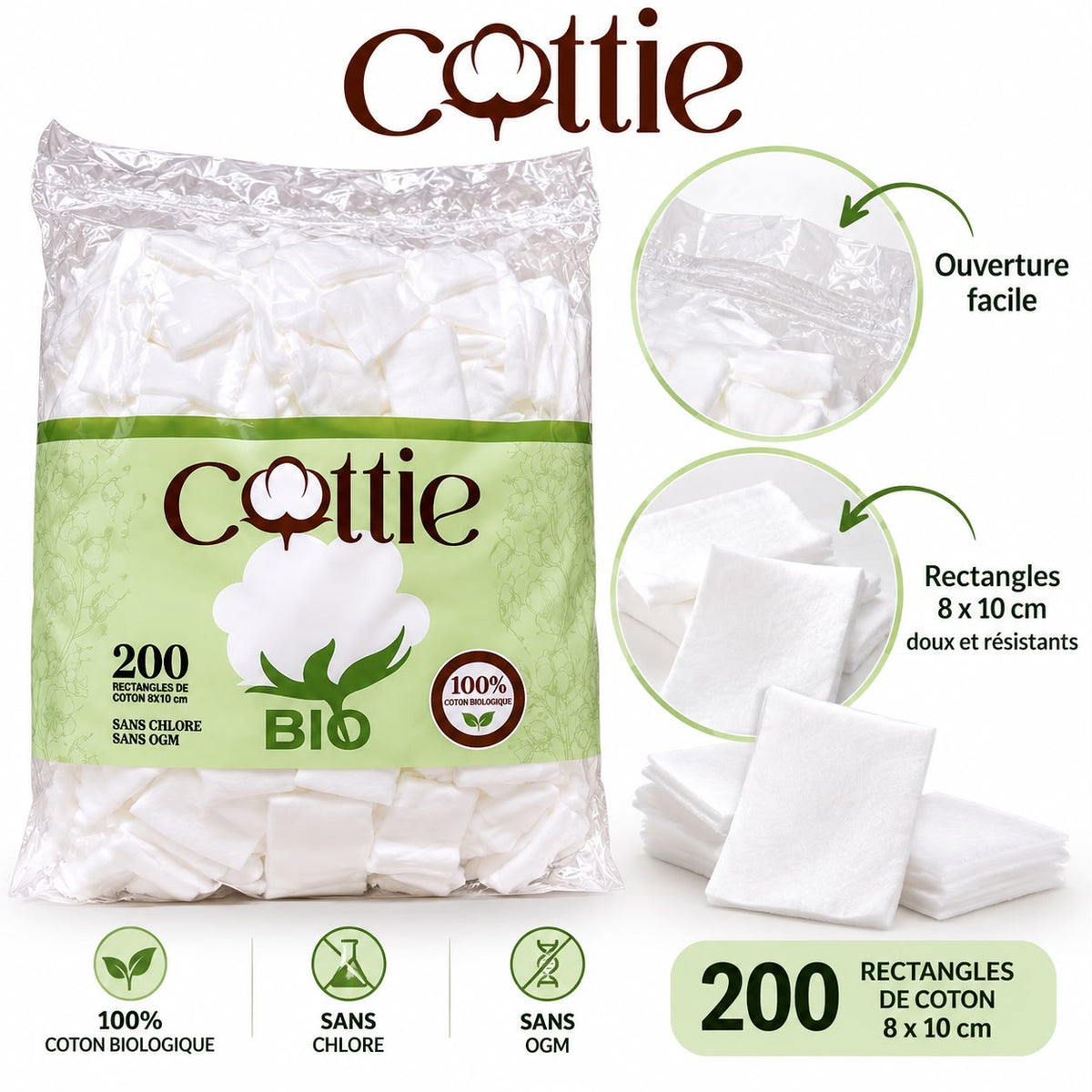 Coton BIO pour la toilette de bébé et maman COTTIE