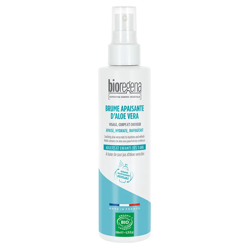 Brume apaisante 98% aloe vera  BIO 200ml - visage ,corps et cheveux Dés 3ans