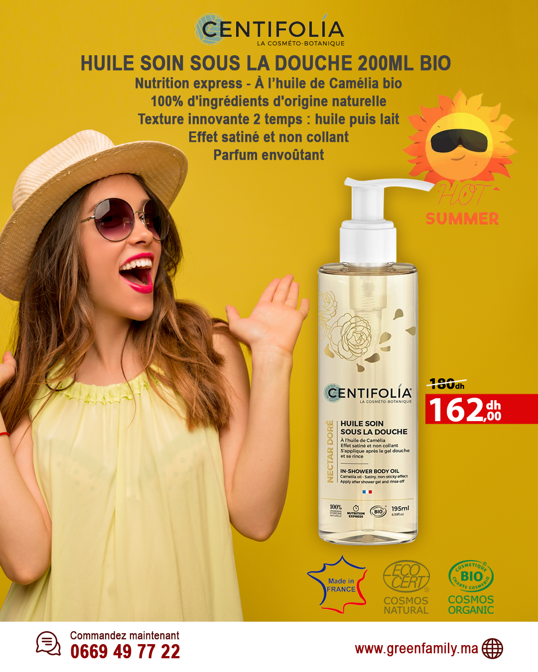 HUILE SOIN SOUS LA DOUCHE 200ML BIO – CENTIFOLIA
